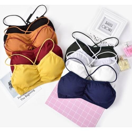 Famli Girls Underwear Bras Teen Kids Student Cotton Letter Training Bra Small Breast Gym Fitness Sport Wireless Bra Top