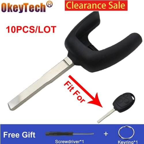 OkeyTech 10PCS/LOT Uncut Blank Key Blade For Ford Mondeo Focus 2 3 Festiva Fiesta Transit Cars Remote Key Shell Case Fob HU101