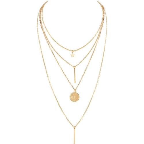 Gold color Choker Necklace for women Long 4 layer star Pendant Chain Necklaces & Pendants Lace velvet chokers Fashion Jewelry