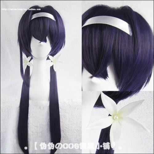 Anime Bungo Stray Dogs Izumi Kyouka Dark Purple Heat Resistant Cosplay Costume Wig ( Without Headwear)+Wig Cap