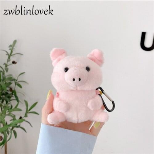 Suitable for apple airpods 1 2 cute pink pig cartoon plush doll airpods bluetooth wireless headset charging case protective cove