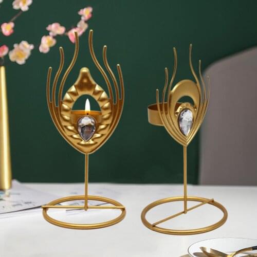 Candlestick Candle Holder Crafts Nordic Golden Feather Candlestick Romantic Candle Rack Home Party Wedding Table Top Ornaments