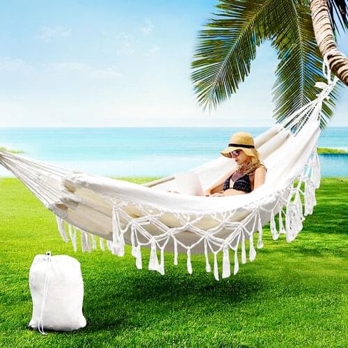 Tassel Hammock White Nylon Canvas hammock