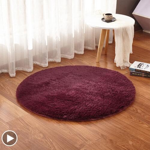 Simple Solid Color Round Carpet Rug For Bedroom Winter Warm Living Room Plush Rugs Soft Anti-slip INS Style Home Decor Carpets
