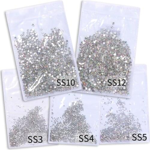 Clear Crystals AB Gold Sliver Mix Sizes Glass 3D Nail Art Rhinestones Beads Manicures For Nails Art Decorations DIY