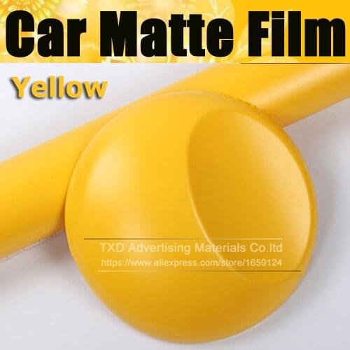 Size: 10/20/30/40/50/60X152CM/Lot Matt Yellow Vinyl Sticker for car wrapping Yellow Matt vinyl film PVC sheet White Wrap Film