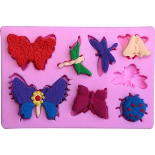 Dragonfly butterfly turn sugar cake soft pottery clay drop glue gypsum automobile decoration silica gel mold