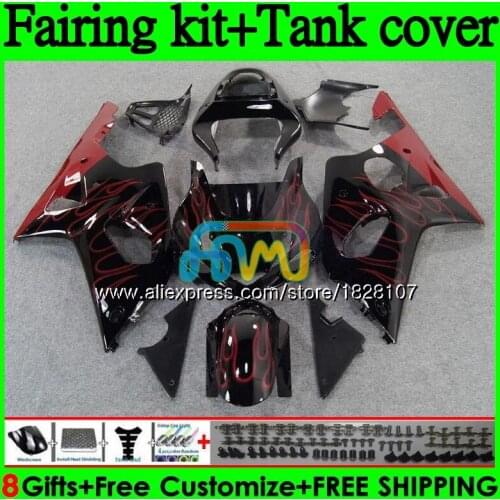 +Tank K2 For SUZUKI GSXR1000 GSX R1000 GSX-R1000 96BS.63 GSXR-1000 GSXR 1000CC Red flames 1000 00 01 02 2000 2001 2002 Fairing
