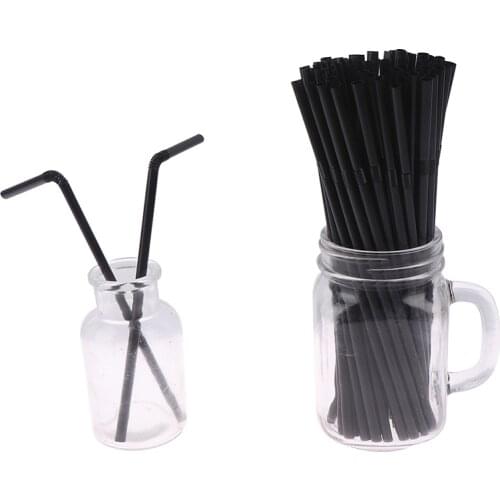 100Pcs Drinking Straws Black White Long Flexible Wedding Party Supplies Plastic Drinking Straws Kitchen Accessories 210mm