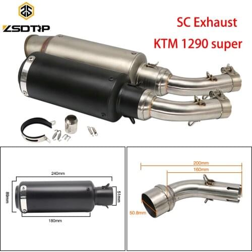 ZSDTRP Motorcycle Exhaust Muffler Link Pipe Middle Pipe With SC Exhaust For Yamaha YZF R25 R30 R3 Muffler+Exhaust Pipe Set