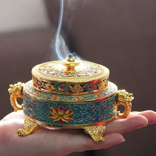 Wierook Houders Wiesmoker Tibetan Style Painted Email Zinc Coating Spoel Wierook Houder Home Office Decoration Poison