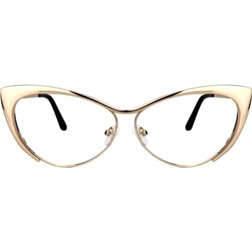 Zeelool Womens Oversized Stylish Metal Browline Cat Eye Glasses Ellen VFM0176