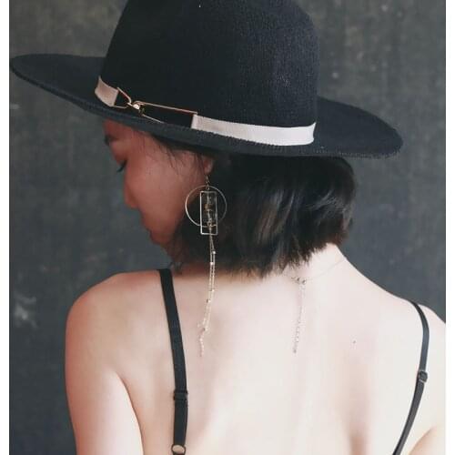 Original Design Long Exaggerated Glass Ball Dangle Earrings For Women Gold Large Circle Brass Korean Drop Earrings Unique 2020