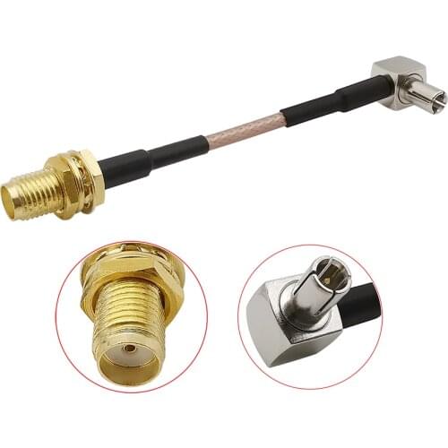 1Piece SMA Female Jack Assembly to TS9 Male Plug Right Angle 90 Degrees RG316 Coaxial Cable Antenna Pigtail Connector Adapter