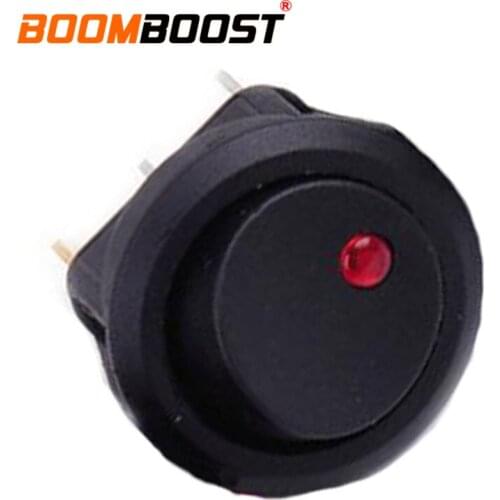 10Pcs Toggle SPST Switch 20A 12V DC Black Round On/Off Cats Eye With Led Red Light Rocker Switch Micro Button Car Auto Boat
