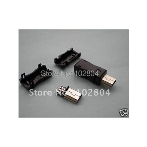 200 Pcs Per Lot Mini USB Plug Male Socket Connector 5 Pin Plastic