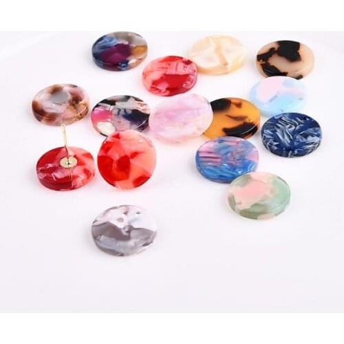 50pcs/lot colorful round shape acetic acid/acrylic materials single hole diy handmade earring/headdress/hair jewelry accessory