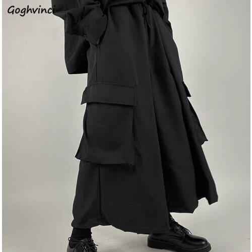 Casual Pants Women Wide-leg Loose BF Streetwear Leisure Harajuku Yamamoto-yoji Black Pockets Unisex Womens Large Swing Fashion