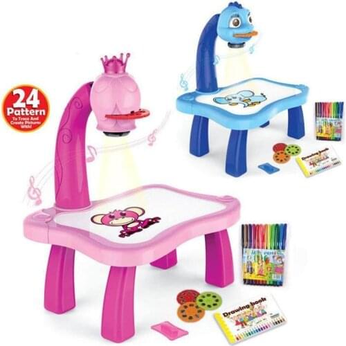 Kids Draw With Light Toy Painting Drawing Table Led Projector Music Toys Kids Arts And Crafts For Kids Notebook Pen Toddler Toy