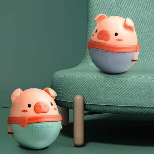 Infant Baby Lovely Cartoon Pig Tumbler Doll Rattles Teether Toddler Bath Toy Good way improve your divergent thinking patience