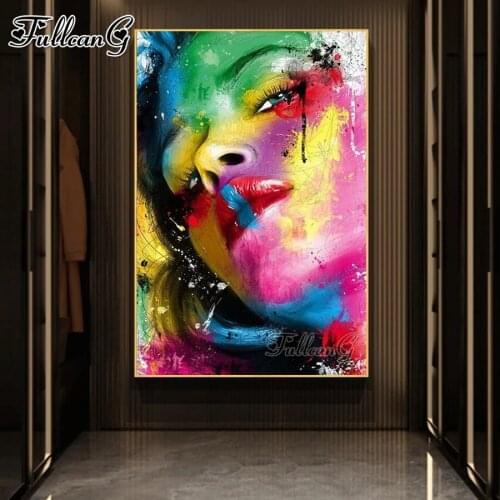 FULLCANG Makeup woman 5d diy diamond painting girl full square round drill rhinestone embroidery kits wall decoration FG0219