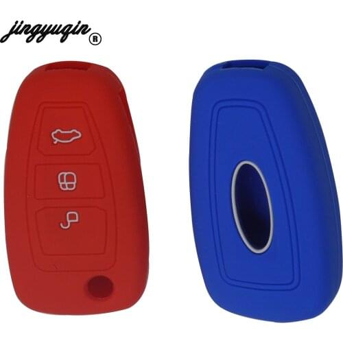 Jingyuqin Flip Remote Car Key Case Silicone Cover For Ford Ranger C-Max S-Max Focus Galaxy Mondeo Transit Fiesta Escape Ecosport
