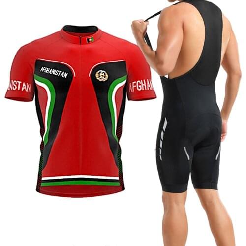 Classic Retro Red Afghanistan Mens Short Sleeve Summer Cycling Jersey Set Bicycle Road Mountain Wear Bike Clothing