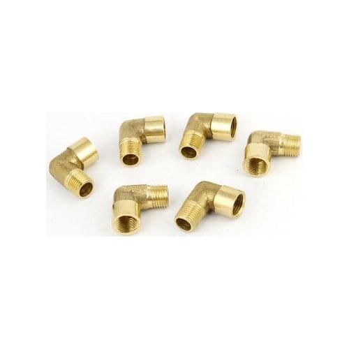 6pcs 1/4PT Male to 1/4PT Female Thread 90 Degree Street Elbow Brass Pipe Fitting