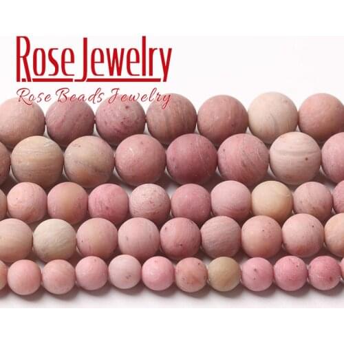 Dull Polish Matte Natural Rhodonite Stone Beads Round Loose Beads For Jewelry Making DIY Bracelet Accessories 4 6 8 10 12mm 15"