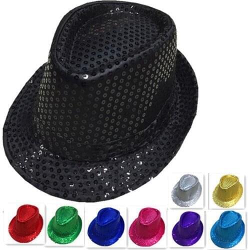 Fashion Brilliant Glitter Sequins Hat Adult Unisex Dance Show Party Jazz Hat Cap Show Stage Props Cowboy Hat Performance Hat