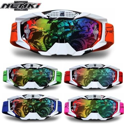 NENKI Motorcycle Racing Eyewear Replaceable Lens Motocross Off-Road ATV Dirt Bike MX DH Goggle Men Women Ski Snowboard Glasses