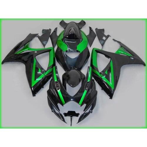 Motorcycle 100% fit for suzuki gsxr 600 750 2006 2007 green black injection mold fairings set gsxr750 06 07 nv141