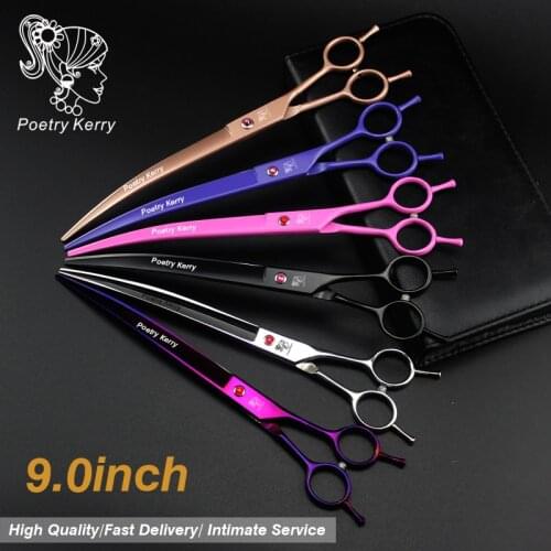 9 inch pet grooming kit scissors set cutting Scissors and Double tail curved dog scissors hair care & styling