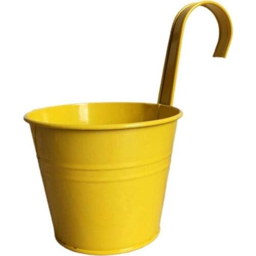 Flower Pot Wall Hanging Pot Bright Color Not Easy to Deform Iron Balcony Planters Metal Bucket for Balcony Garden Pots Planters
