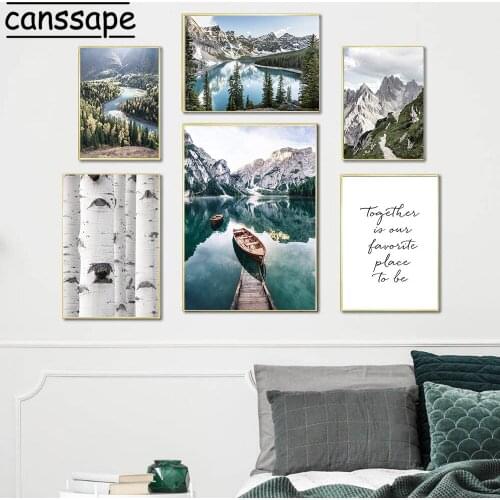 Natural Scenery Canvas Print Mountain Art Paintings River Landscape Wall Pictures Nordic Modern Posters For Living Room Decor