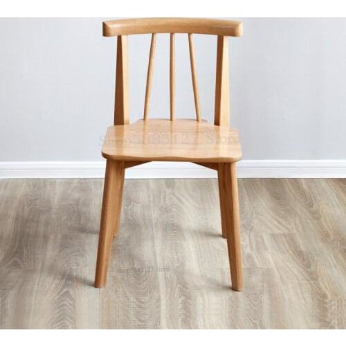 Nordic Home Dining Chair Solid Wood Oak Windsor Dining Table And Chairs Modern Minimalist Backrest Chair Desk Leisure Chair
