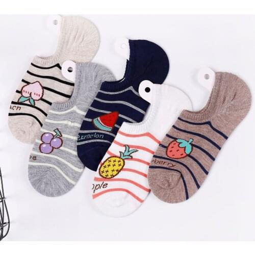 Fast Shipping 2020 Slipper Invisible Striped Womens Short Socks Cotton No Show Socks For Women