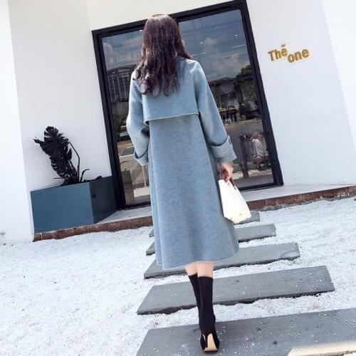 2020 New Autumn Winter Women Outerwear Casual Blends Female Fashion Long Slim Causal Elegant Korean Style Woolen Coat Q373