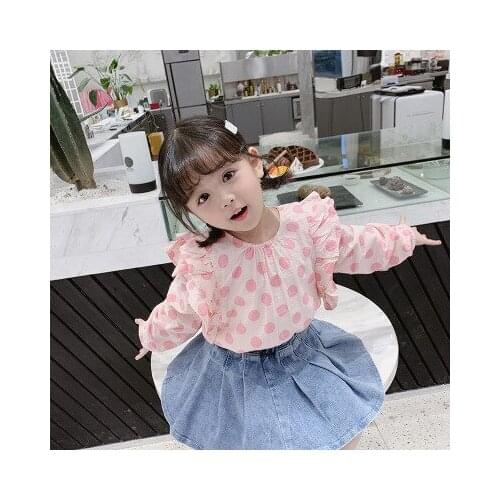 Girl Shirts 2020 Autumn New Little Girl Cute Polka Dot Print Shirts Toddler Girl Clothes Kids Long Sleeve Chiffon Blouse 2-8Y