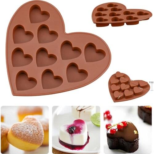 Heart Shape Silicone Mould 10 Hearts Cake Decoration Candy Chocolate Mold Cake Pudding Muffin Icecream Mould Bakeware Tools