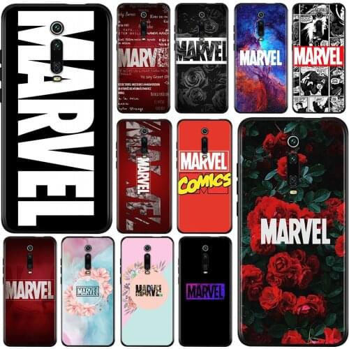 Silicone Black Cover Marvel Logo Art Fashion For Xiaomi Redmi K40 K30i K30T K30S K20 10X GO S2 Y2 Pro Ultra Phone Case