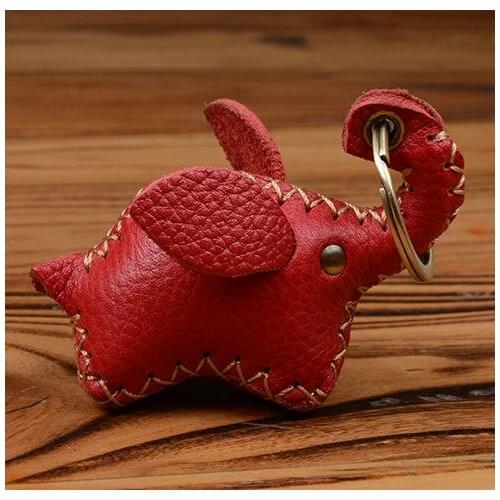 Cute leather animal elephant keychain bag charms car auto key chains key ring women backpack jewelry accessories anillas llavero