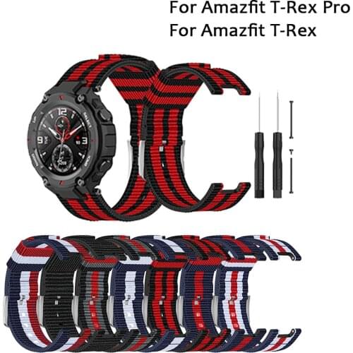 Woven canvas Band Strap for Huami Amazfit T-REX Pro Watch Watchband for Amazfit T-Rex TRex Watch Wristband Bracelet Accessories