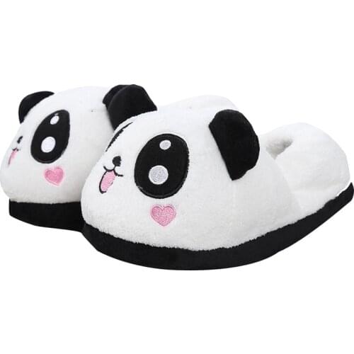 Super Sprouting Peach Women Panda Slippers Cartoon Plush Thickening Home Slippers Home Lovely Winter Warm Cotton Slippers