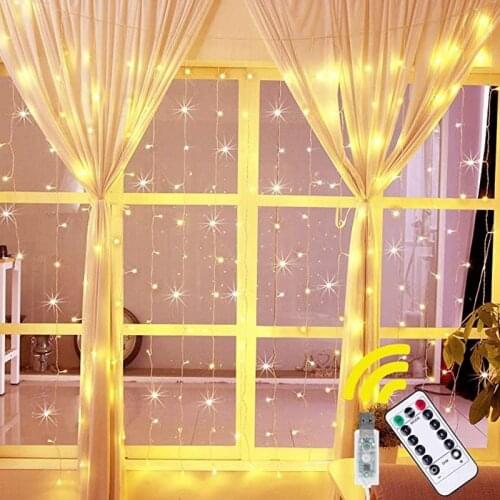 3Mx3M USB LED Curtain String Lights Flash Fairy Garland Remote Control For New Year Christmas Outdoor Indoor Wedding Home decor