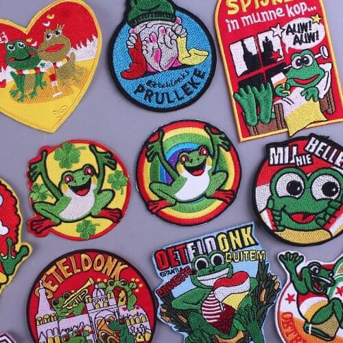 Pulaqi Oeteldonk Stripes Emblem Embroidered Patches For Clothing Frog Carnival for Netherland Iron on Patches Applications