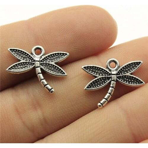WYSIWYG 20pcs 18x14mm Charms Dragonfly Tibetan Bronze Color Antique Silver Color Jewelry Making DIY Handmade Craft Pendant