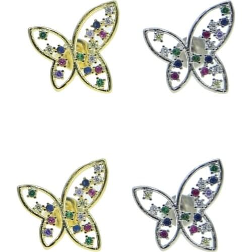 Butterfly stud earring for girl women cute lovely animal design cubic zirconia jewelry