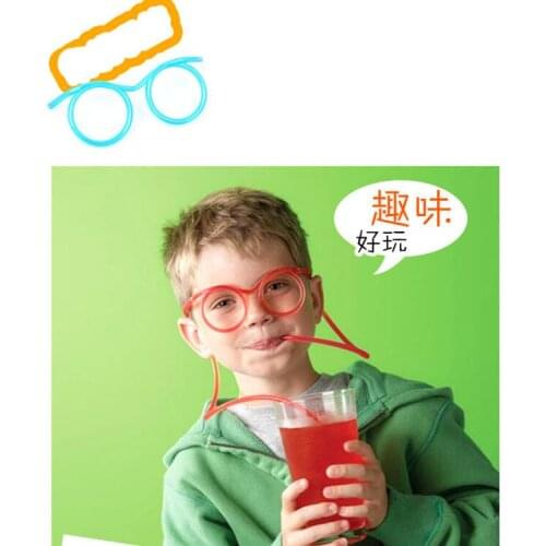 Fun Soft Plastic Straw Novelty Flexible Glasses Silly Drinking Straw Tube Tools For Kids Party Accessories Bar Supplies Kawaii