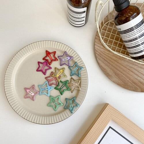 20Pcs/Lot 3cm Star Shaped Hair Clips Kids Glitter Barrettes Hair Accessories Solid Metal Hairgrips Fashion Girls Styling Tools